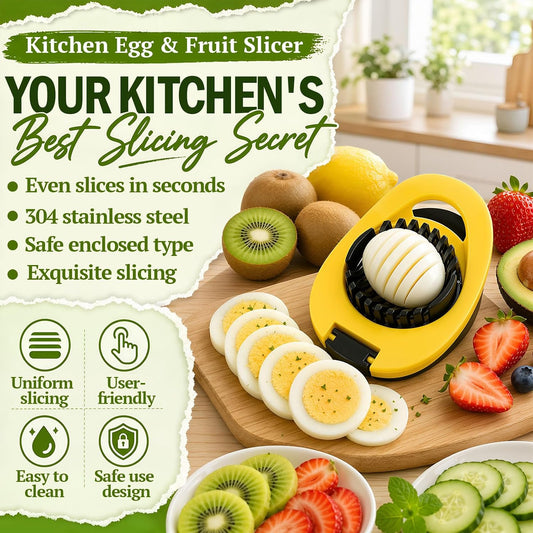 Egg Slicer, Stainless Steel Wire Egg Cutter | For Hard Boiled Eggs, Egg Salad Maker, For Avocado, Strawberry, Kiwi Fruit, Kitchen Gadget