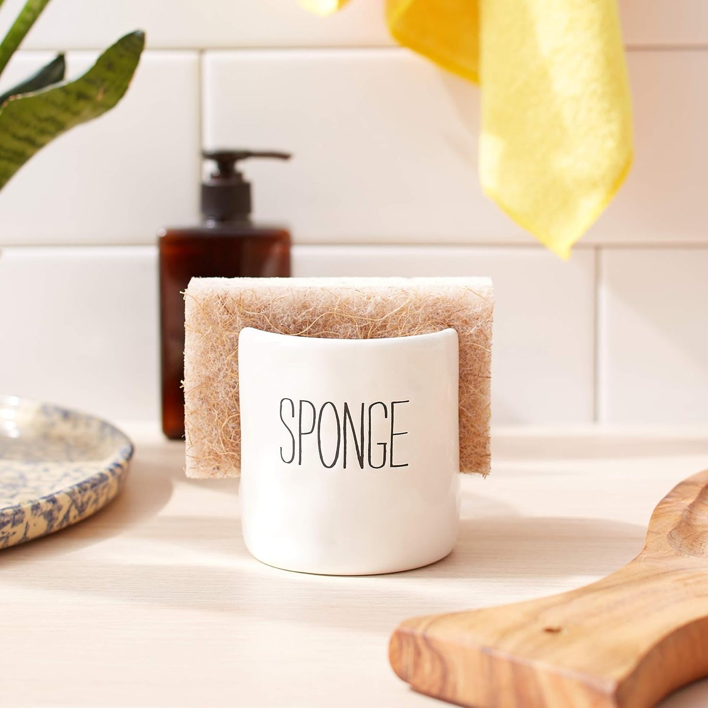 Kitchen Dish Sponge Holder Caddy, Off White
