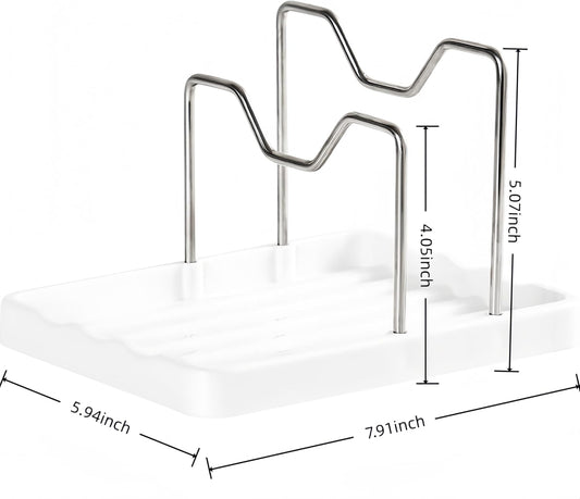 Spoon Rest & Pot Lid Holder - 2-in-1 Kitchen Cooking Tool Rack for Counter & Stove Top - Lid Holder While Cooking, Multifunctional Organizer