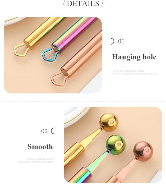 Stainless Steel Melon Ball Scoop Set,Stainless Steel Fruit Salad Scoop Spoon, for DIY Watermelon, Fruit Ice Cream -Gold