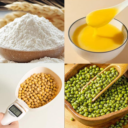 Digital Measuring Spoon Scale, Electronic Kitchen Measuring Spoon Scale for Cooking Baking, Grams and Ounces, Smart Adjustable Measure Cup with LCD Screen for Home Cooks Bakers Pet Owners