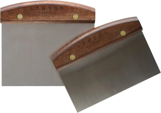 Lamson Bench Scraper, High Carbon Steel Dough Cutter, Walnut, 3 x 6 In | Cuts sourdough, brioche, pizza and pasta cleanly; full-tang riveted; hand wash only; handcrafted in Massachusetts
