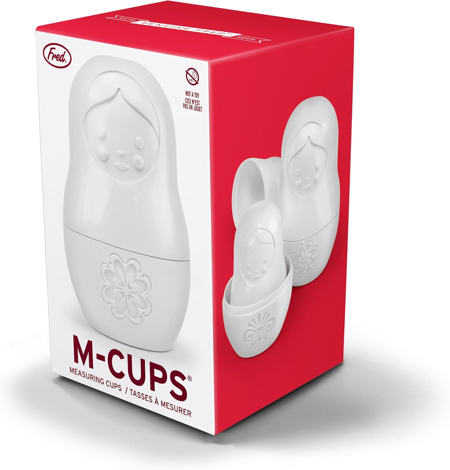 M-CUPS Matryoshka Measuring Cups, Set of 6, Russian Doll Nesting Measuring Cups, White