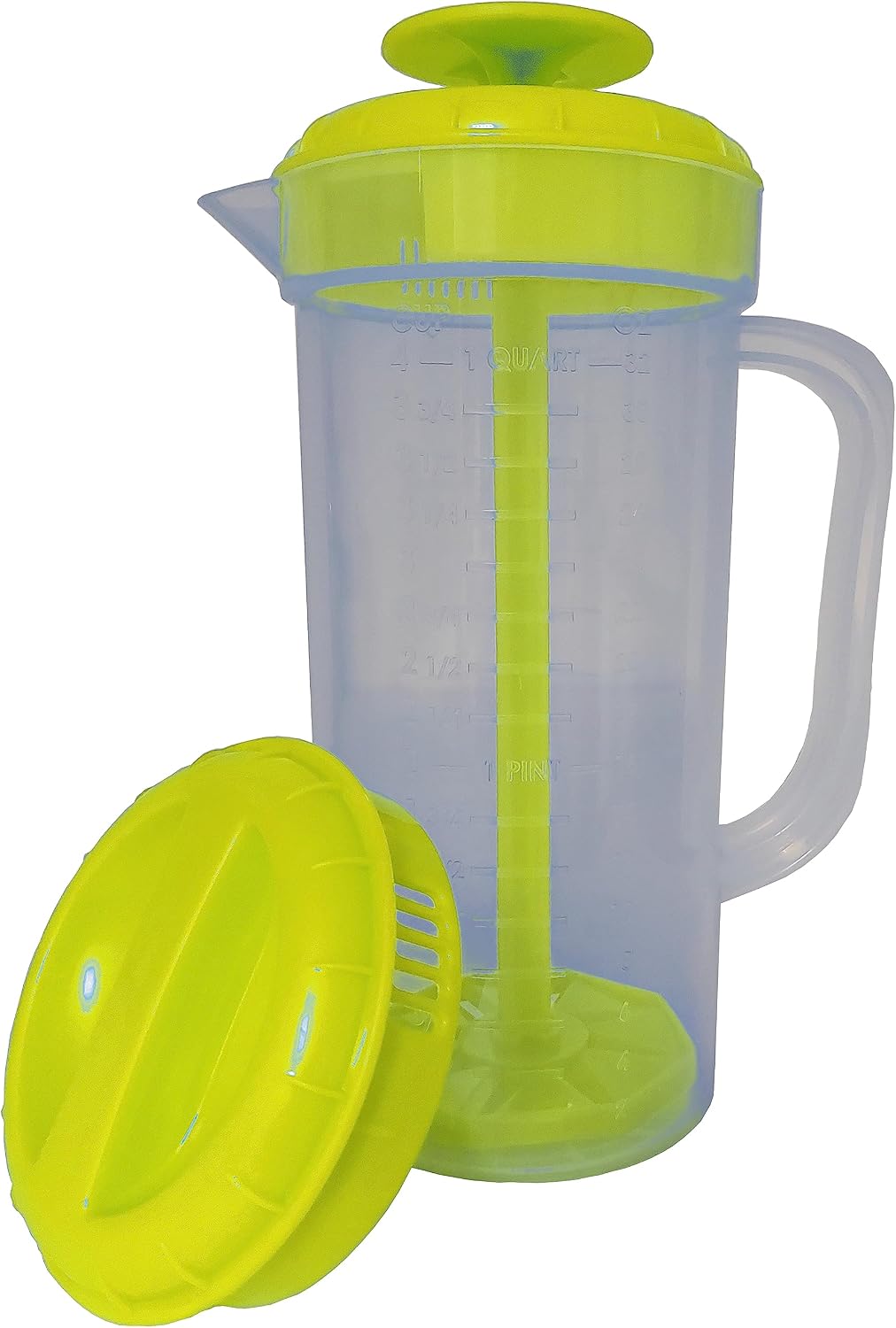 Salad Dressing Mixer, 1 Quart Capacity, Plastic Blender with Measurements, Includes Mixing Lid & Normal Lid, Emulsifies Homemade Ranch, Vinaigrettes, Italian Dressings & More (Green)