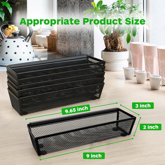 Silverware Drawer Organizer, Silverware Organizer for Drawer, 6 Pack Utensil Organizer for Kitchen Drawers, Kitchen Drawer Organizer for Large Utensils with Interlocking Arm (9.6 * 3 * 2 inch)