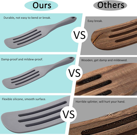 Silicone Spurtle Set, Silicone Spatula Set, Heat Resistant Cooking Utensil for Nonstick Cookware, Serving,Baking, Whisking, Smashing, Scooping, Spreading, 4 Piece