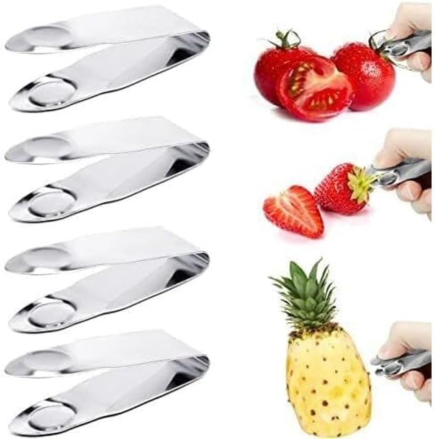 2Pcs Stainless Steel Strawberry Huller Fruit Stem Remover Picker Leaf Peeler Tweezers Kitchen Gadgets for Strawberry Cherry Tomato Fruit Tools