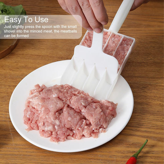 DIY Meatball Making Set, Creative Kitchen Triple Meatball Maker, Meat Baller Spoon with Cutting Spade, Home Cooking Tools, for Cooping Cookie Dough or Sorbet Rice Balls, 2 pcs