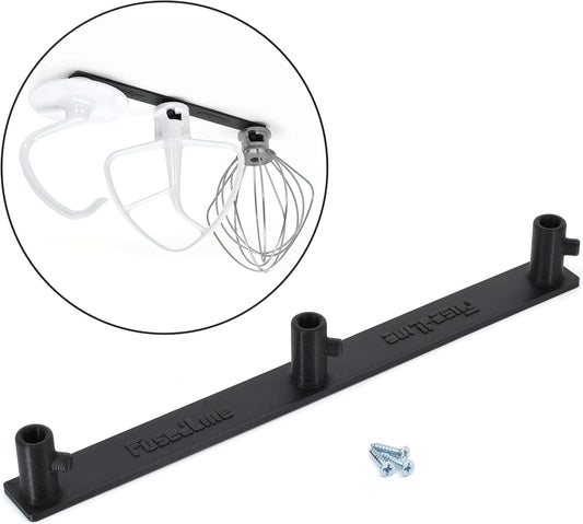 Kitchen Mixer Triple Attachment Mount | Triple Space Saver | Organize your Flat Paddle Beater, Wire Whisk, Dough Hook Attachments (Black)