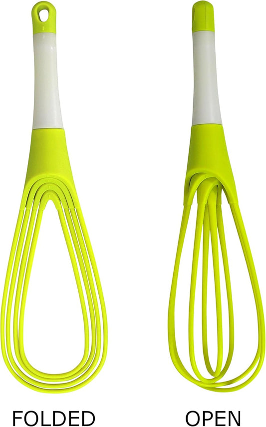 12-Inch Collapsible 2-In-1 Balloon/Flat Whisk, Green