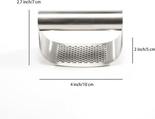 304 Stainless Steel Garlic Press Rocker - Premium Garlic Mincer Garlic Crusher - and Scraper - Comfortable Grip (No opener)
