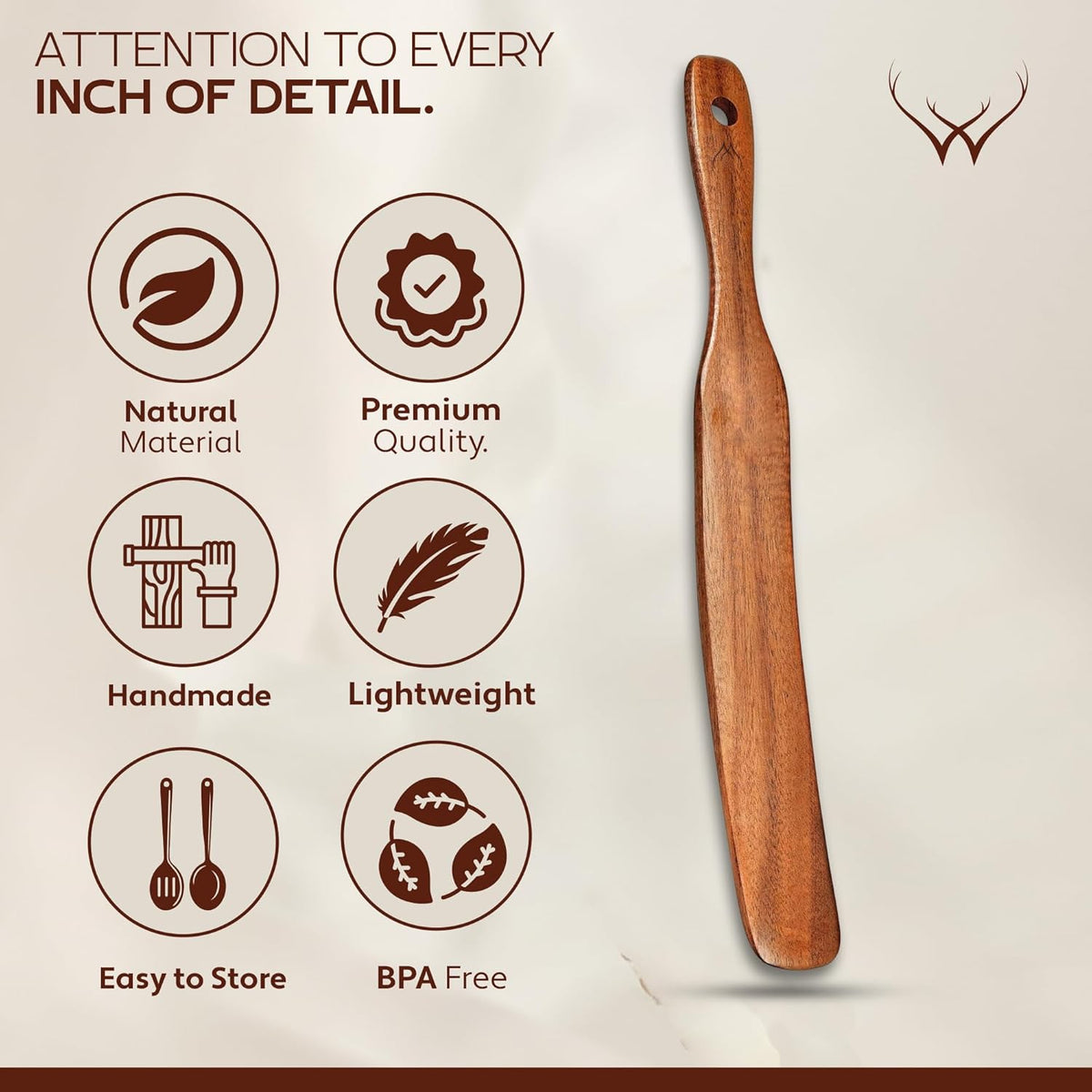 Skinny Spurtle for Sourdough Starter for Baking Tools - 12" Wooden Spurtle for Deep Jar & Dough Whisk - Sourdough bread baking supplies, Teak Wooden Spatula for Cooking
