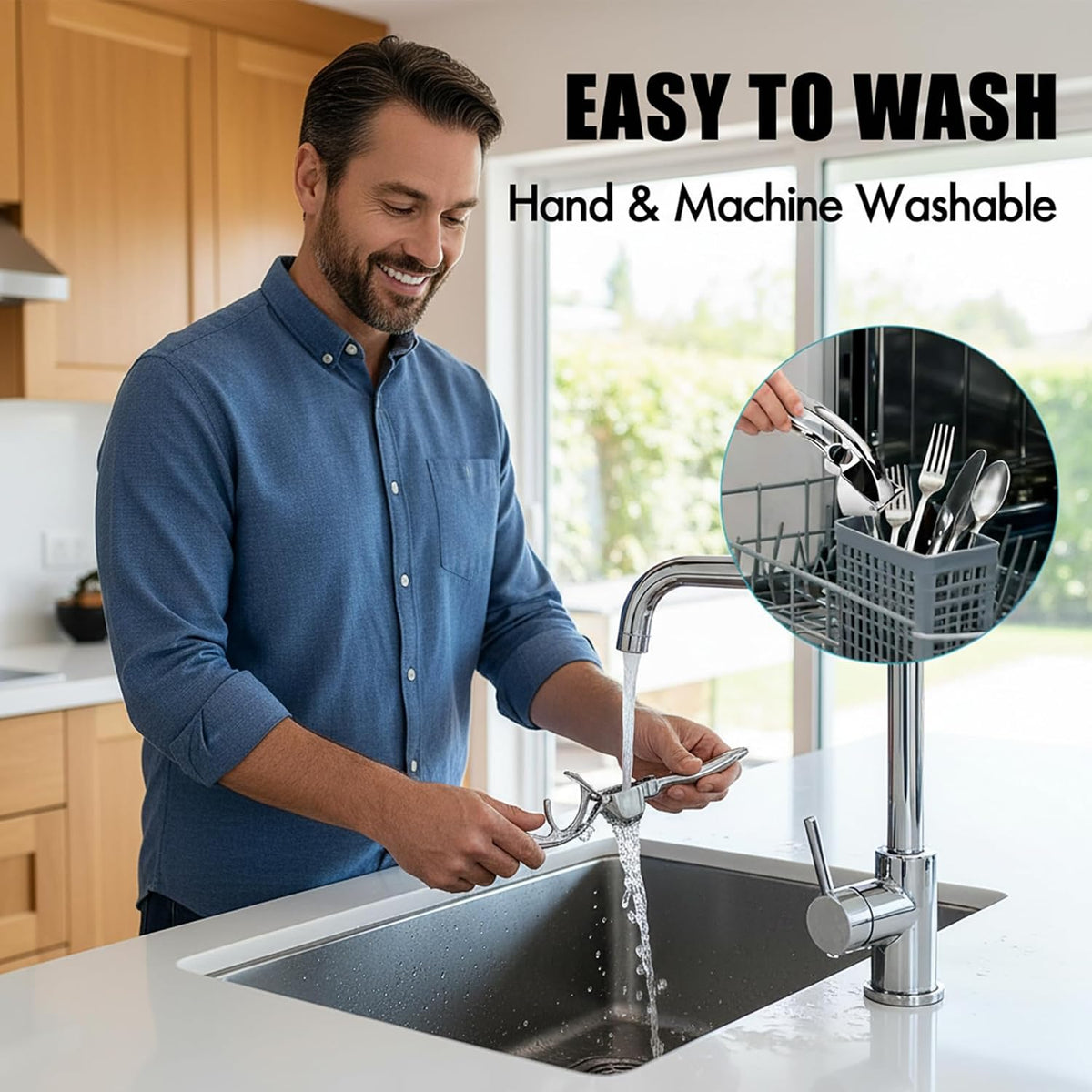 Premium Stainless Steel Garlic Press - Heavy-Duty Professional Garlic Mincer Crusher with Ergonomic Handle, Rust-Proof, Dishwasher Safe, Easy to Squeeze & Clean - Silver