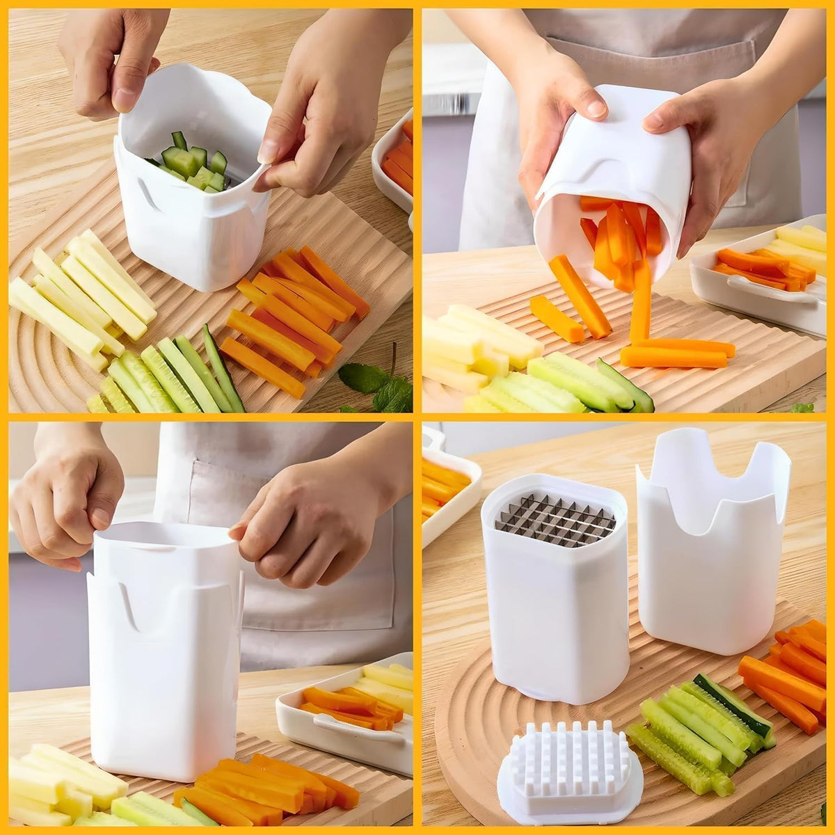 White French Fry Cutter Tool – Fry Strips Maker Potato Cutter Vegetable Dicer Stainless Steel Potato Slicer Chopper Manual Slicer Tool Food Dicer Veggie