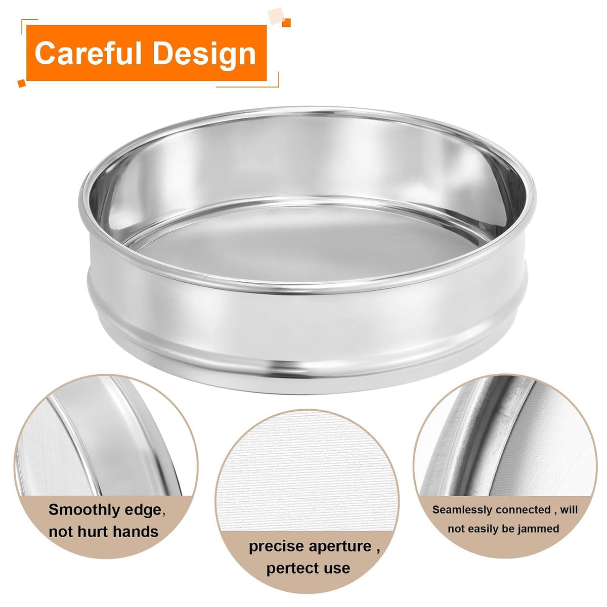 10 Mesh Lab Sieve, 8" Diameter Test Sieve 304 Stainless Steel Wire Cloth (2mm) for Industrial Laboratory - Colors B