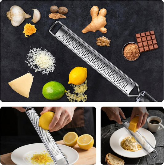 Lemon Zester Grater, 15 inch Cheese Grater with Non-Slip Handle | for Hard Cheese,Chocolate & Nut Grater; Ultra-Sharp Blades; Dishwasher Safe