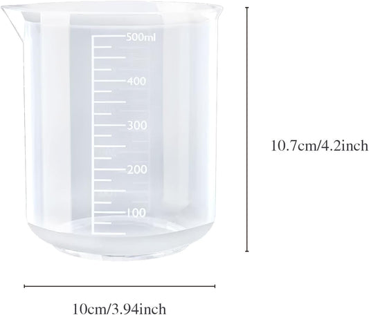 500ML Reusable Plastic Measuring Cup, Beaker Tip and Pour Measuring Containers for Kitchen Cooking Medicine Measure Tool