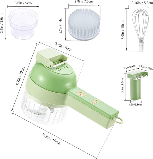 5 in 1 Electric Vegetable Chopper Set, Electric Food Processor with Egg & Cream Beater and Clean Brush, Multifunction Handheld Veggie Chopper for Salad Onion Chili Pepper Celery Meat Ginger