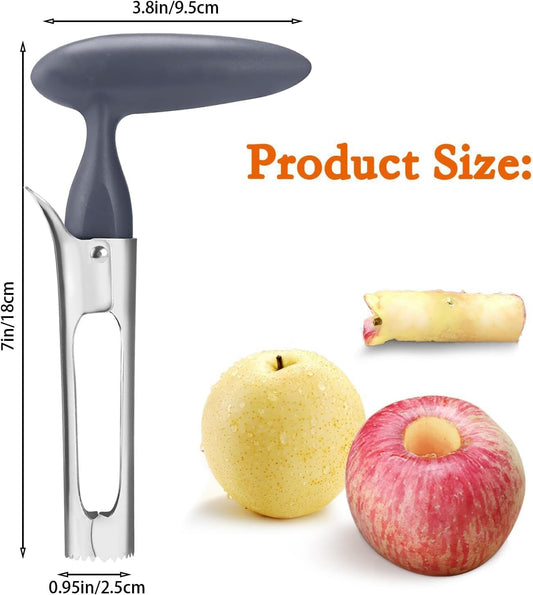 Premium Apple Corer Tool - Easy to Use & Clean, Ultra Sharp, Sturdy Ergonomic Handle - Durable Corer Remover for Baking & More (Gray)
