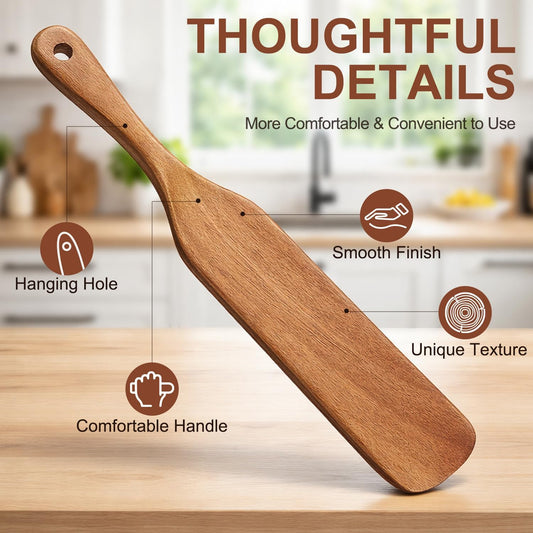 2 Pcs Wooden Spurtle for Sourdough Starter Acacia Wood Thin Spatula Scraper | Mixing Tool Sour Dough Whisk Mixer Warmer Bread Accessories Jar Spatula Sourdough Scraper Stirrer Skinny Spatula Spurtle