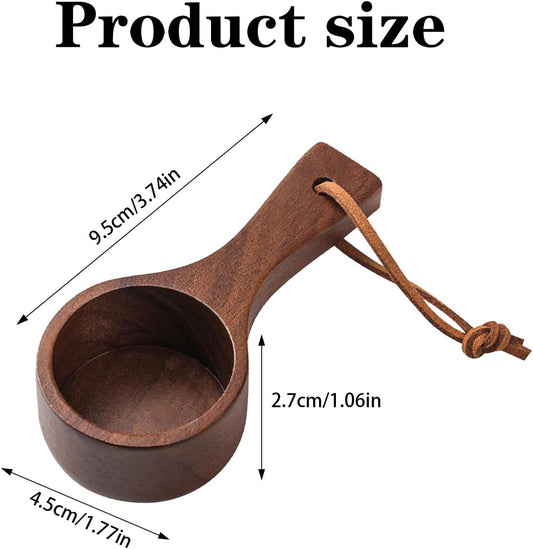 Wooden Coffee Scoop, Small Wooden Spoons, Short Handle Wood Measuring Cups with Lanyard, Wooden Measuring Cups Wood for Jars Containers, Sugar, Pantry Canisters, Laundry Detergent