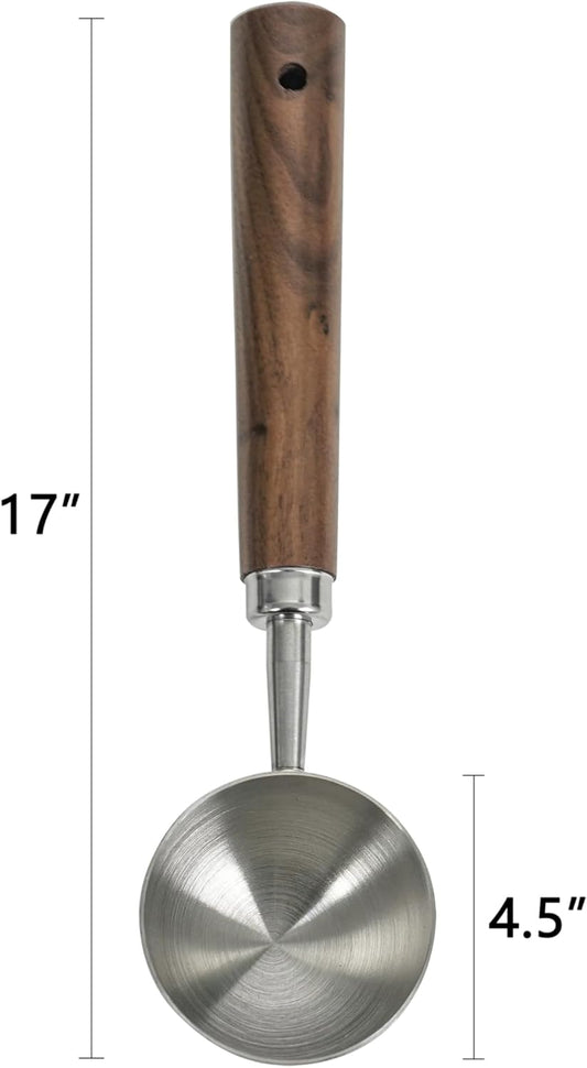 Stainless Steel Coffee Scoop with Walnut Handle - 2 Tablespoon Metal Measuring Spoon for ground Coffee, Espresso, Bath Salts, Formula - Durable Multi-Purpose Scooper (Silvery)