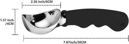 Ice Cream Scoops Melon Spoon Stainless Steel Scoop Heavy Duty Sturdy Melon Ballers Safe Ball Spooners with Rubber Handle Dishwasher, Black