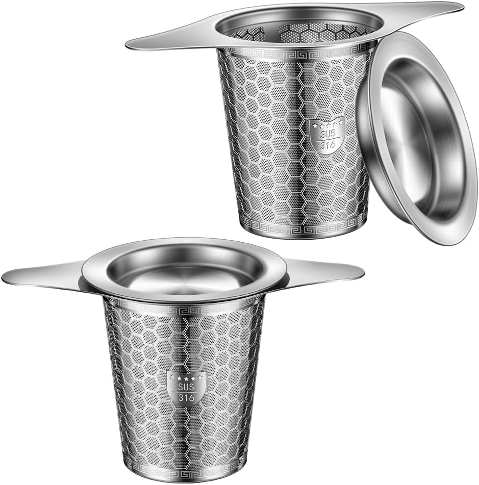 Tea Infuser for Loose Leaf Tea, 316 Stainless Steel Tea Infuser with Handles, Extra Fine Mesh Tea Strainers Filter Fine Tea Leaves, Fits Tea Pots, Mugs, 1 Pack