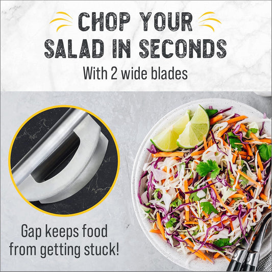 Salad Chopper Tool, Mezzaluna Knife Stainless Steel Vegetable Rocker
