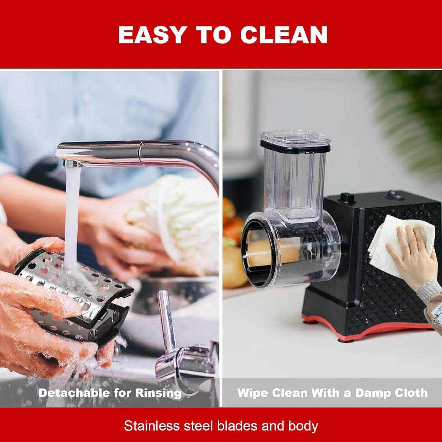 Electric Cheese Grater, 250W Cheese Shredder Machine with 6 Stainless Steel Blades, One-Touch Electric Food Slicer for Cheese, Vegetables, Potatoes, Nuts and Meal Prep, Easy to Clean