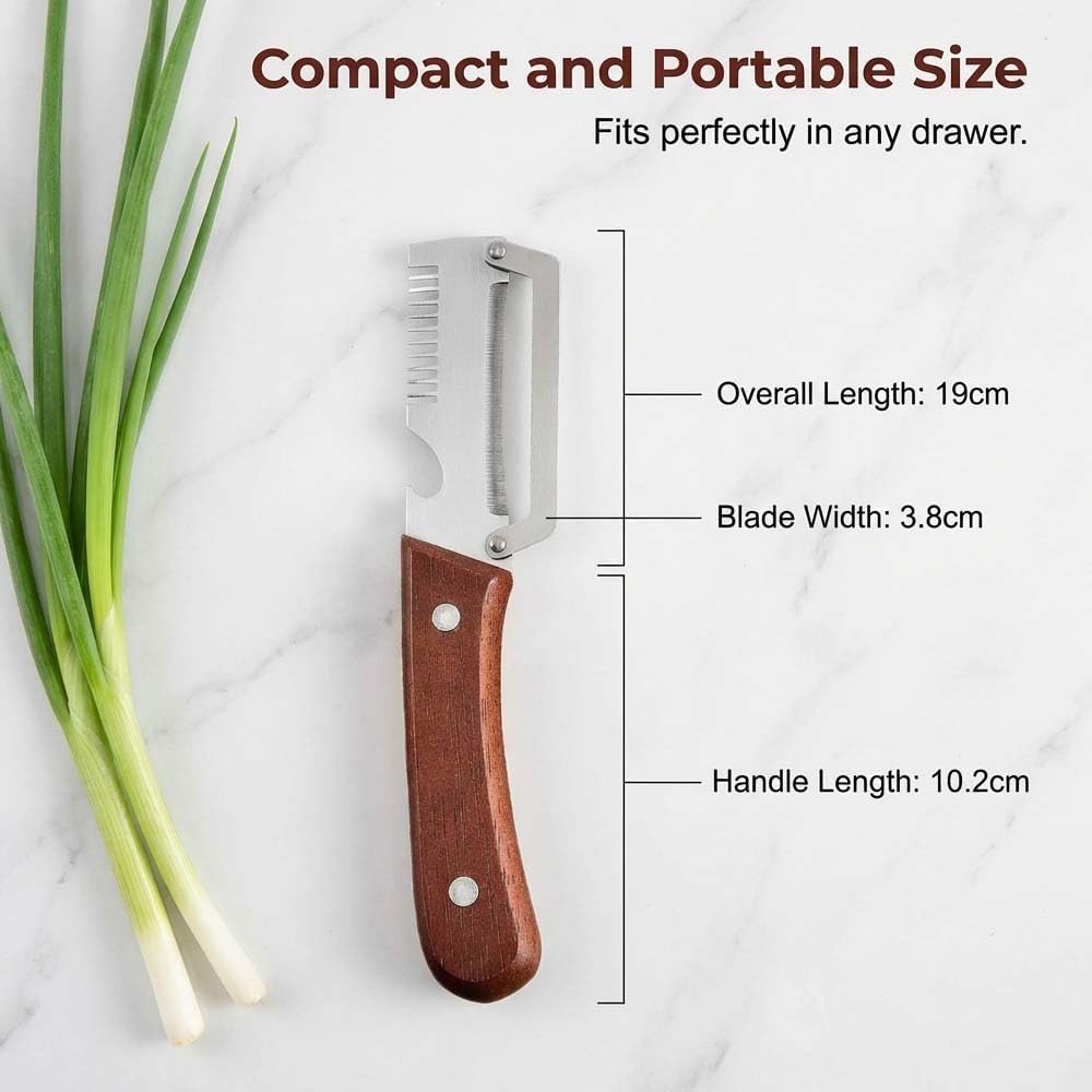 Multifunctional Vegetable Peeler with Sharp Stainless Steel Blade & Wooden Handle, 2-in-1 Kitchen Tool with Bottle Opener, Efficient Peeling for Vegetables & Fruits (2 PCS)