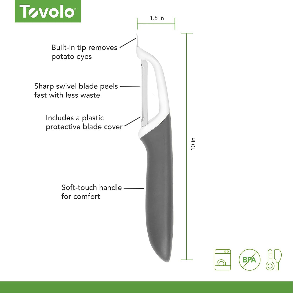 Vegetable Peeler with Ultra Sharp Stainless Steel Swivel Blade Non Slip Handle, Multi Functional Dishwasher Safe Kitchen Wide Ribbon Potato Peeler for Fruit Veggies Carrots Apples, Oatmeal