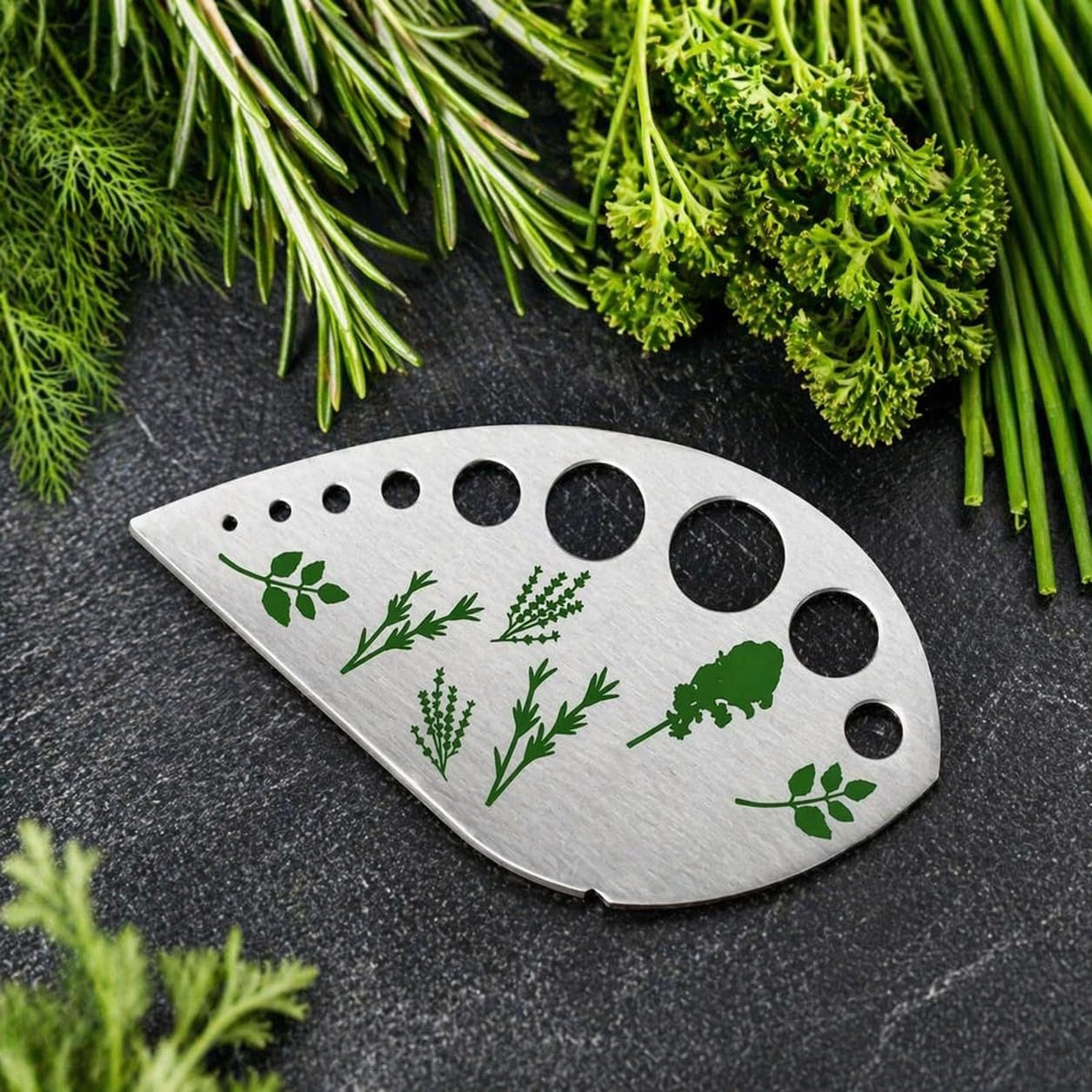 Herb Stripper – 9-Hole Stainless Steel Herb Peeler for Quick Leaf Stripping – Multi-Purpose Kale, Rosemary, and Basil Stripper with Cutting Edge – Durable & Easy to Clean Kitchen Gadget (2)