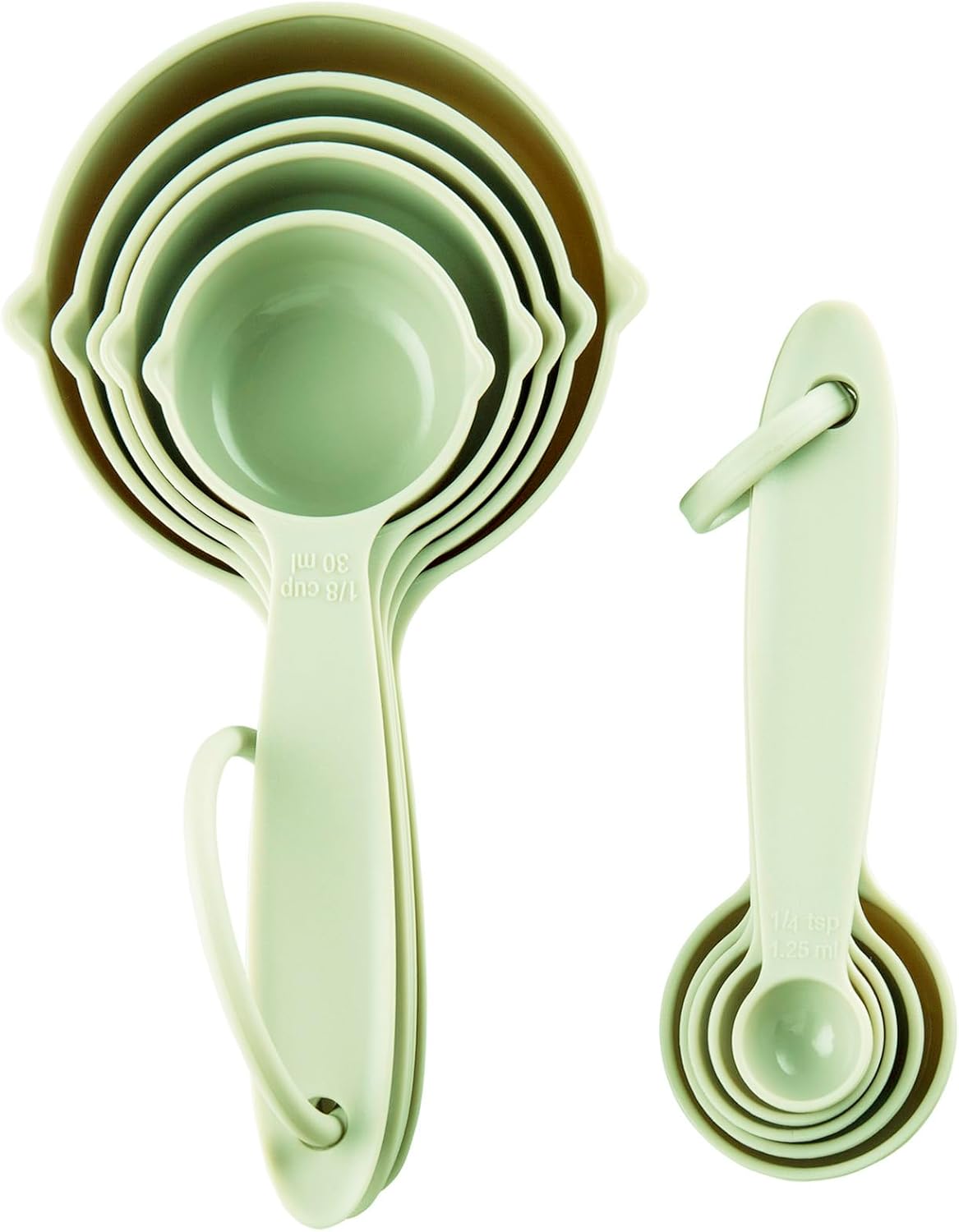 Plastic Measuring Cups and Spoons Set 10, Kids Measuring Cups and Spoons Set for Kitchen & Baking, Engraved US & Metric Plastic Measuring Cup & Spoons for Cooking Measure Use Pink