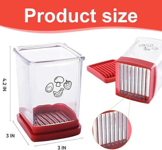 Fruit Slicer Cup 2 Pack Stainless Steel Cutter for Strawberry Banana Grape Boiled Egg Compact Kitchen Gadget for Quick Food Prep