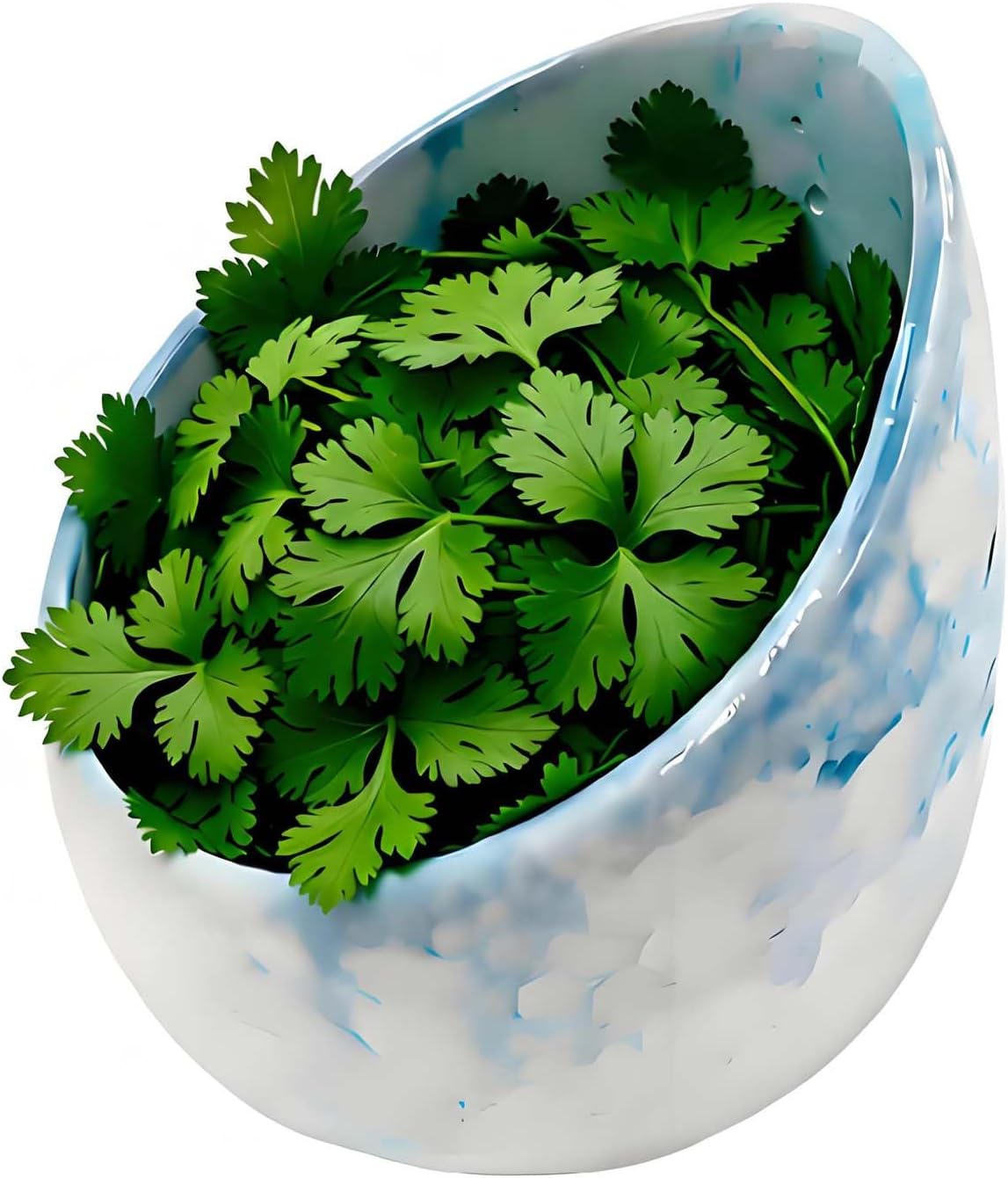 Pottery Blue Handmade Herb Stripper Bowl Kitchen Tool for Efficient Parsley, Basil, Rosemary, Thyme, Mint Leaf Removal & Stripping,Ceramic Stylish Serving Dish for Berries Nuts Dips Fruits Snacks