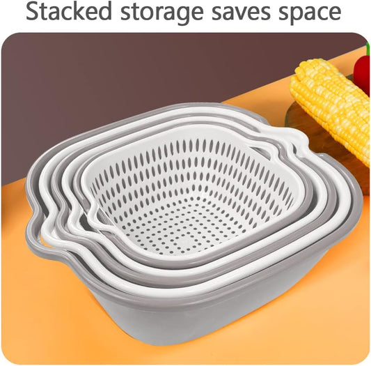 Washing Vegetable Baskets in The Kitchen Fruit Baskets Multi-layer Stackable Vegetable Sinks, Strainer and Washing Fruits and Vegetables Kitchen Colander Set