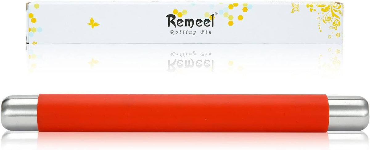 Rolling Pin Dough Roller for Baking with Thickened Non Stick Silicone Metal Handle Rolling Pin Stainless steel Fondant Roller Pin Cookie Pastry Kitchen Accessories 13.8 X 1.5 Inches