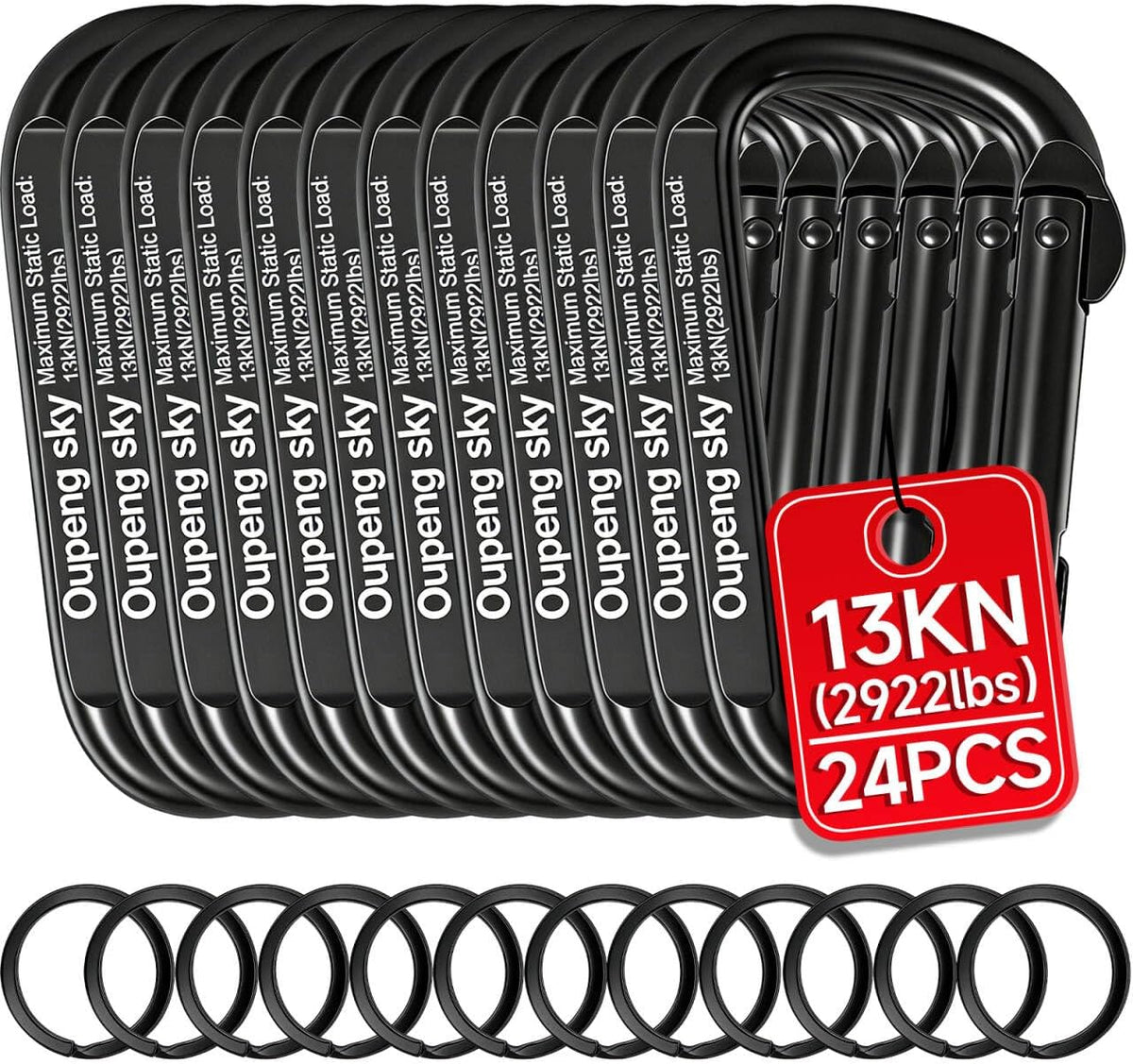 Carabiner Clip - Heavy Duty Carabiners 800lbs-13KN (2922 lbs) Carabeaner D Ring Shape,Key Chain Clip Hook,Keychain Clip,Multipurpose for Camping, Hiking,Backpacking or Other Outdoor Activities.