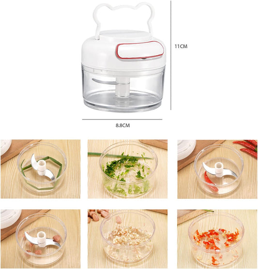 Manual Food Chopper for Vegetable Fruits Nuts Onions Garlic Ginger Chili Spice Herbs, Mini Chopper Hand Pull Mincer Blender Mixer Food Processor, Hand Pull String Portable Choppers Cutter with Handle