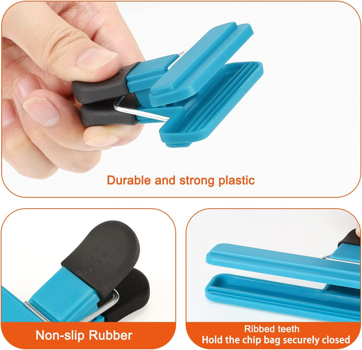 Chip Clips, 8 Pack Food Clips, Upgrade Wide Open Bag Clips for Food Storage with Air Tight Seal Grip (4 x L, 4 x S)