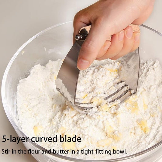Dough Blender, Stainless Steel Pastry Cutter, Pastry Mixer with Heavy Duty Blades, 2Colors for You(Wood color)