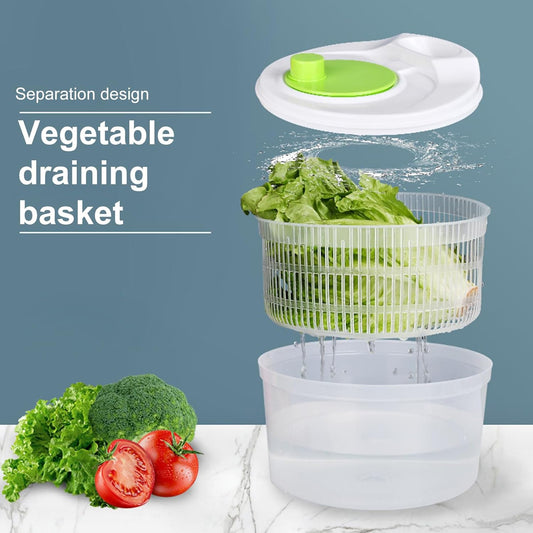 Salad Spinner,Vegetables Fruits Wash Bowl Large Capacity BPA Free Double Layer Detachable Manual Lettuce Spinner,Fruit and Vegetable Washer,Spin and Dry Salad Greens (Green)