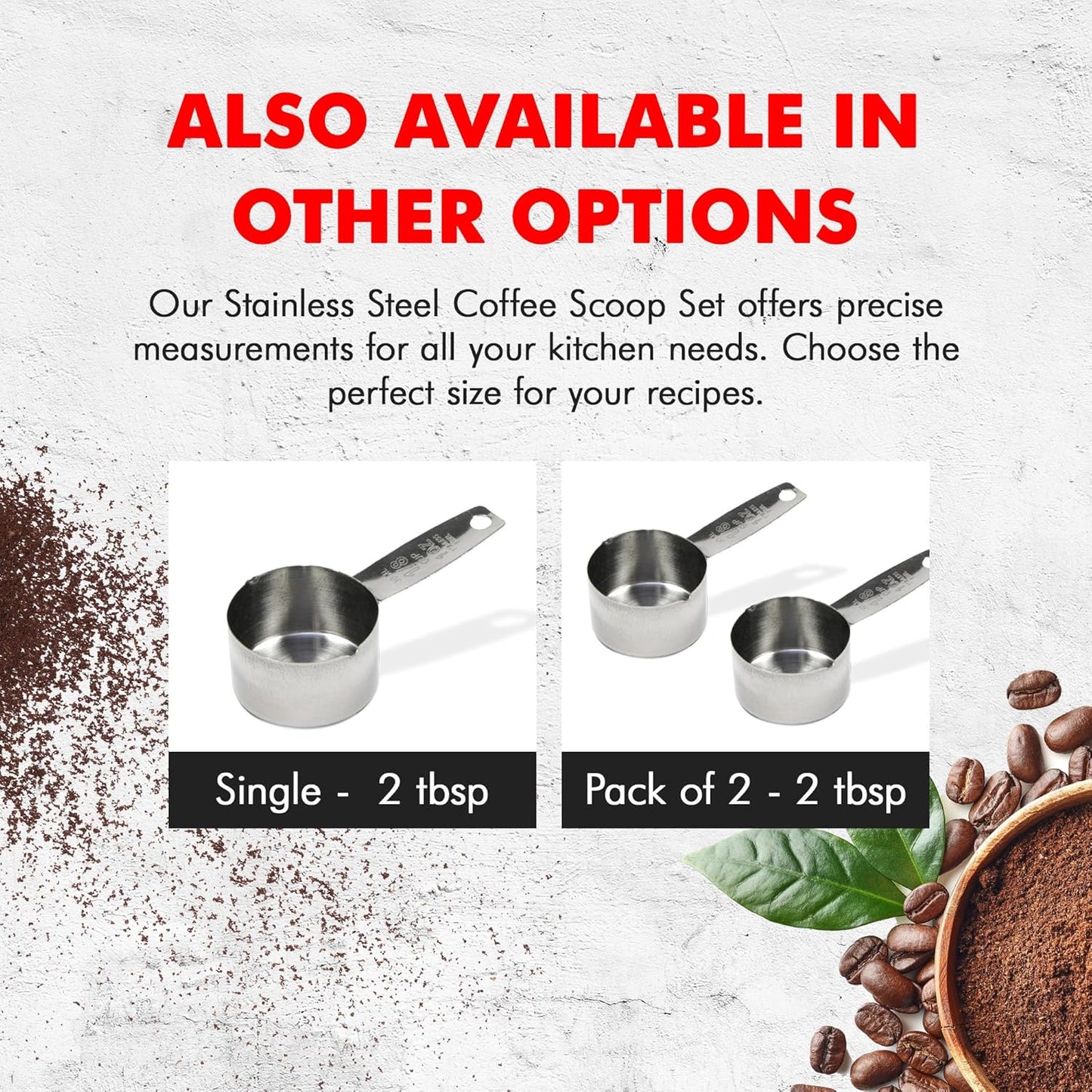 Select Coffee Measurer, 4 inch 2 tbsp, Stainless Steel