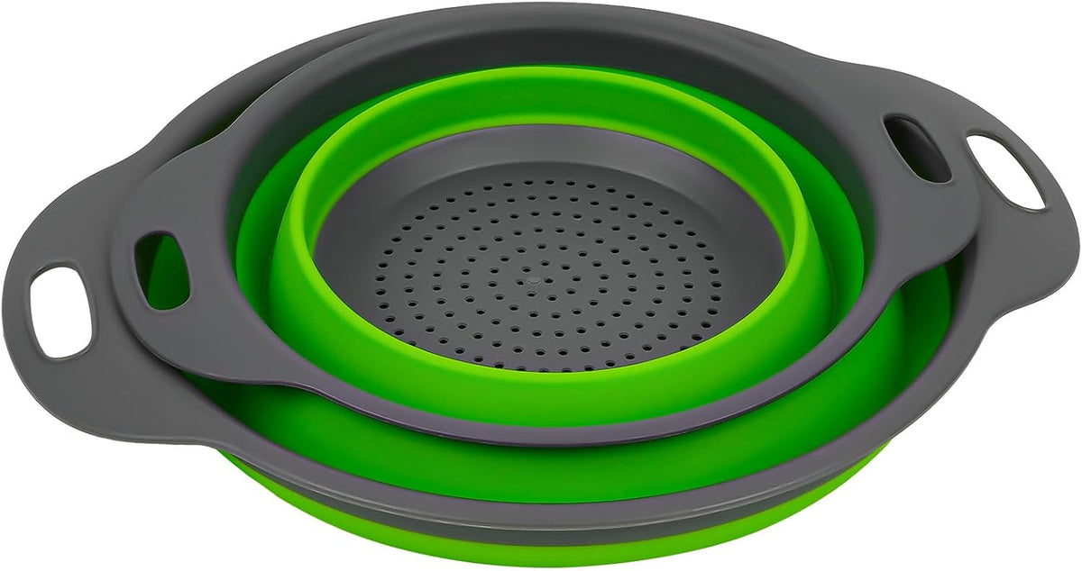 2 PCS Collapsible Colander Set, Square Silicone, 1 Large and 1 Small