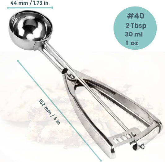 Cookie Scoop, Ice Cream Scoop,18/8 Stainless Steel, Cookie Scoops for Baking, 2Tbsp/ 30ml/ 1oz Cookie Dough Scoop, Ice Cream Scooper with Trigger Release, Cookie Scooper for Baking(#40)