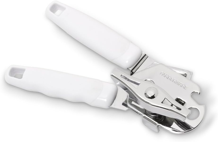 Classic Manual Can Opener with Bottle Opener, Stainless Steel Cutting Wheel and Comfortable Grip Handles, Black