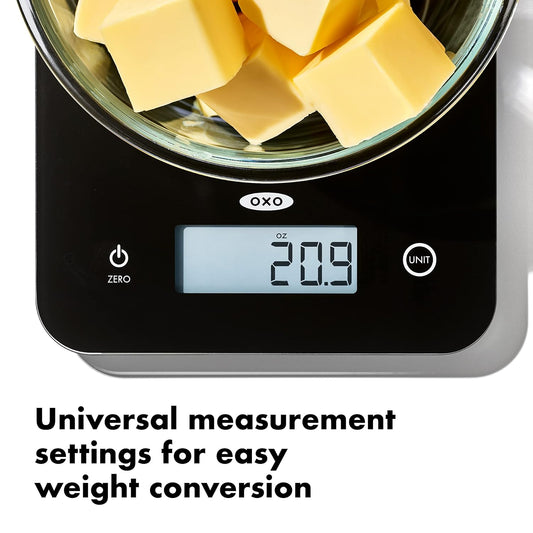 Good Grips 11lb/5kg Everyday Glass Food Scale, Gram Scale for Meal Prep