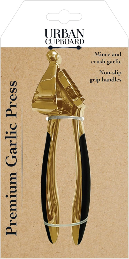 Urban Cupboard Premium Garlic Press, Mince and Crush Cloves, Built-In Cleaner, Comfortable Handle, Dishwasher Safe, Silver