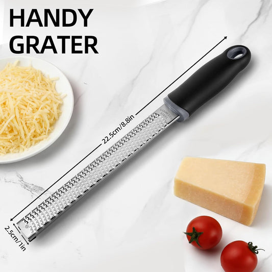 Lemon Zester & Cheese Grater Stainless Steel Cheese Grater with Plastic Cover, for Lime Chocolate, Ginger and Garlic (Long Style)